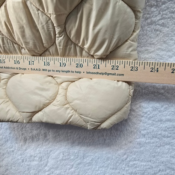 River Island Padded Quilted Long Coat Womens 6 Cream Maxi Aysmmetrical Luxury - Picture 12 of 16